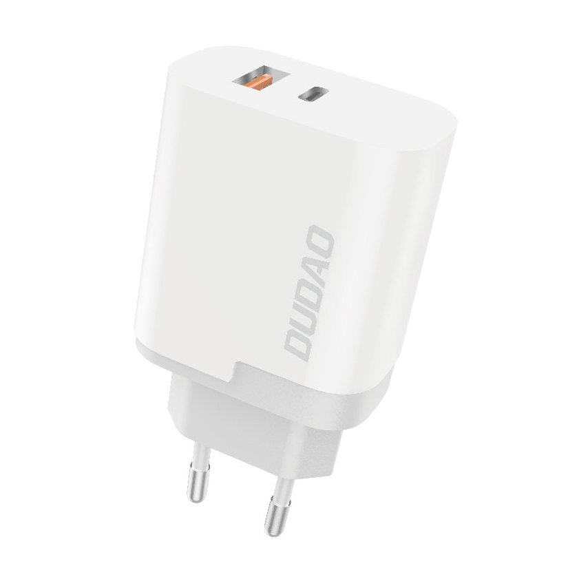 Dudao A6xs Telefon töltő - USB / Type-C (USB-C) portos fehér hálózati gyors töltőfej, 3A
