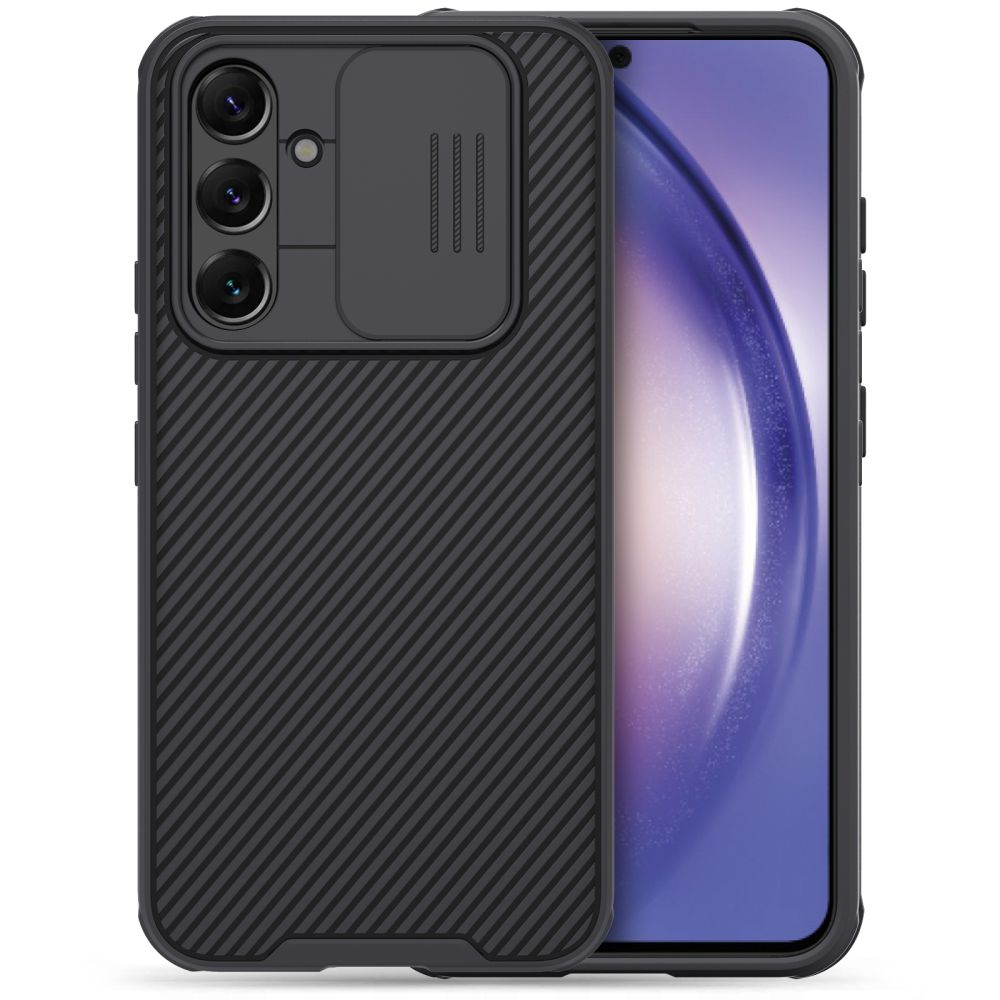 Samsung Galaxy A54 5G Telefontok - Nillkin csúsztatható kameravédős fekete hátlap tok