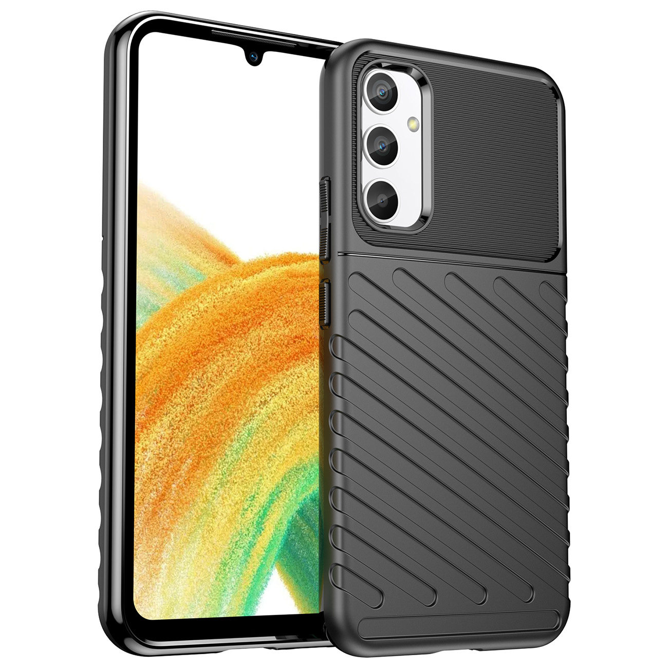 Samsung Galaxy A34 5G Telefontok - Thunder fekete ütésálló szilikon hátlap tok