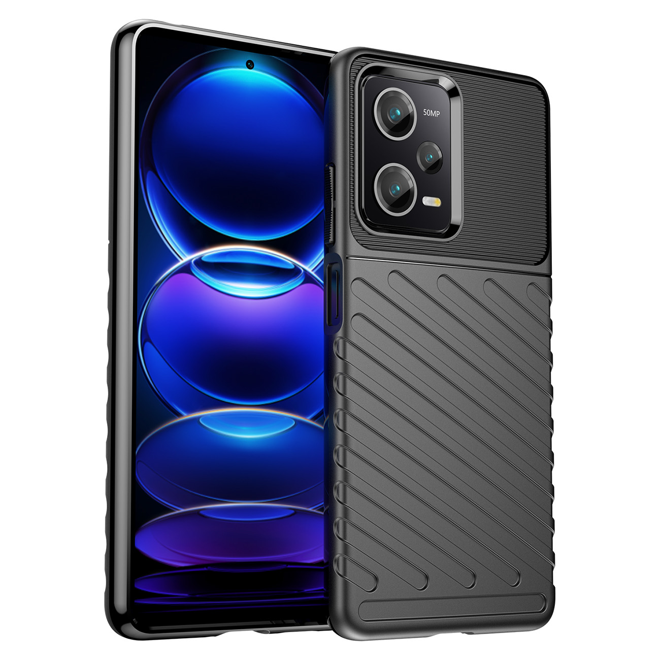 Xiaomi Redmi Note 12 Pro 5G Telefontok - Thunder fekete ütésálló szilikon hátlap tok
