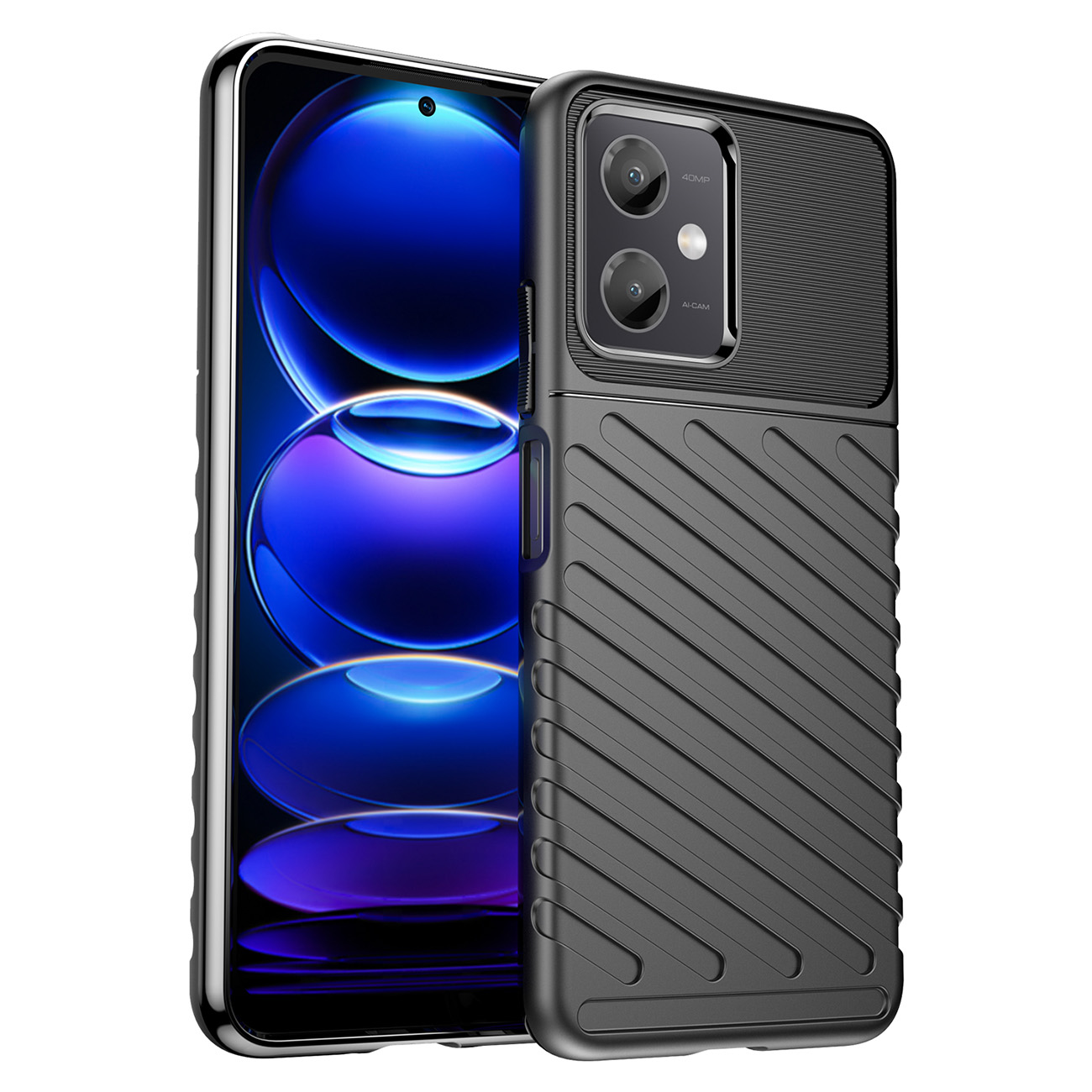 Xiaomi Redmi Note 12 5G Telefontok - Thunder fekete ütésálló szilikon hátlap tok