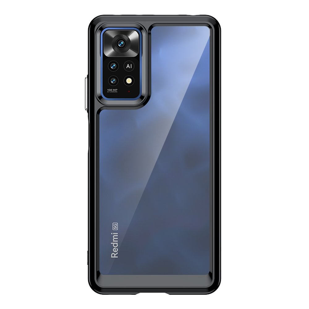 Xiaomi Redmi Note 12 5G Telefontok - átlátszó hátlap tok, fekete szilikon kerettel
