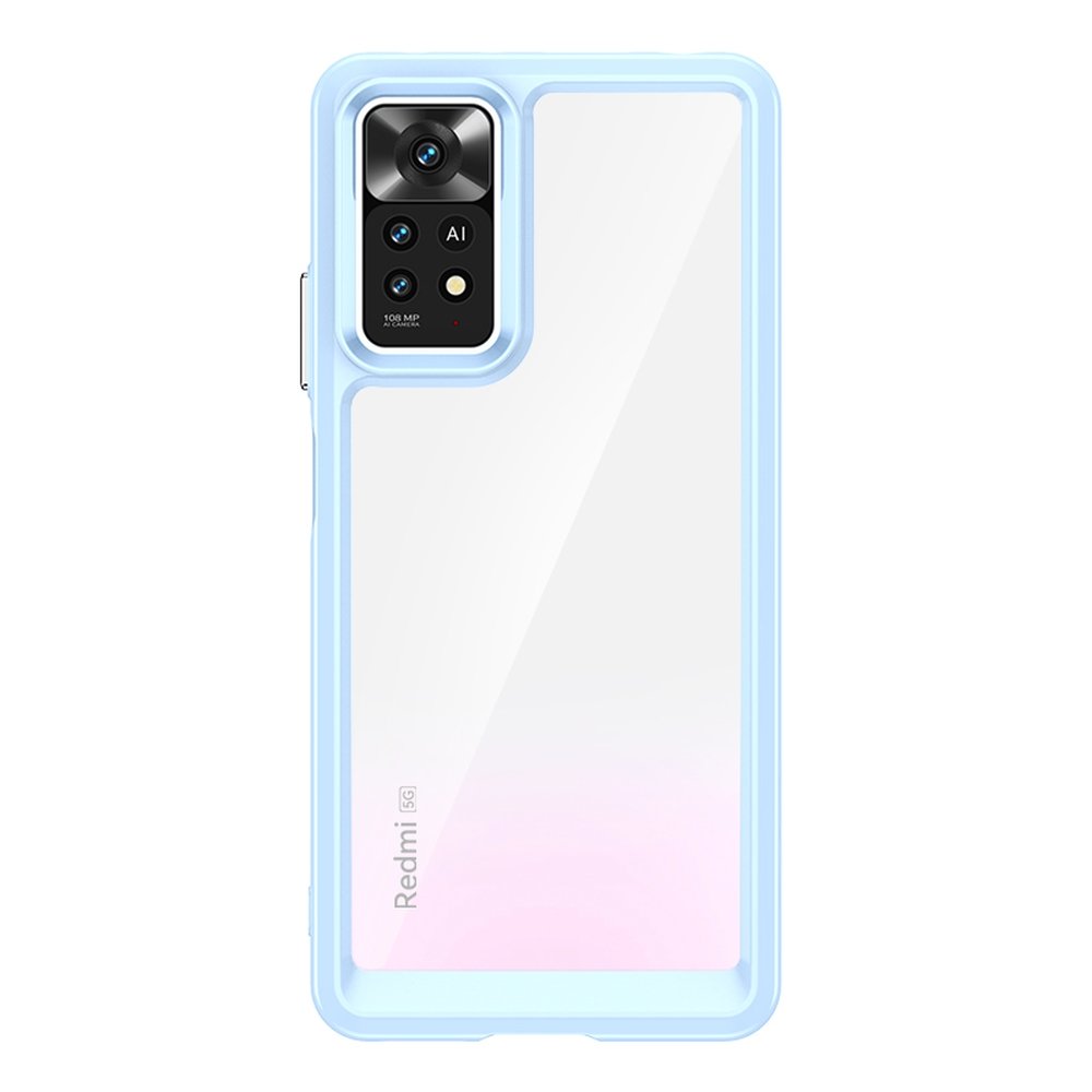 Xiaomi Redmi Note 12 5G Telefontok - átlátszó hátlap tok, kék szilikon kerettel