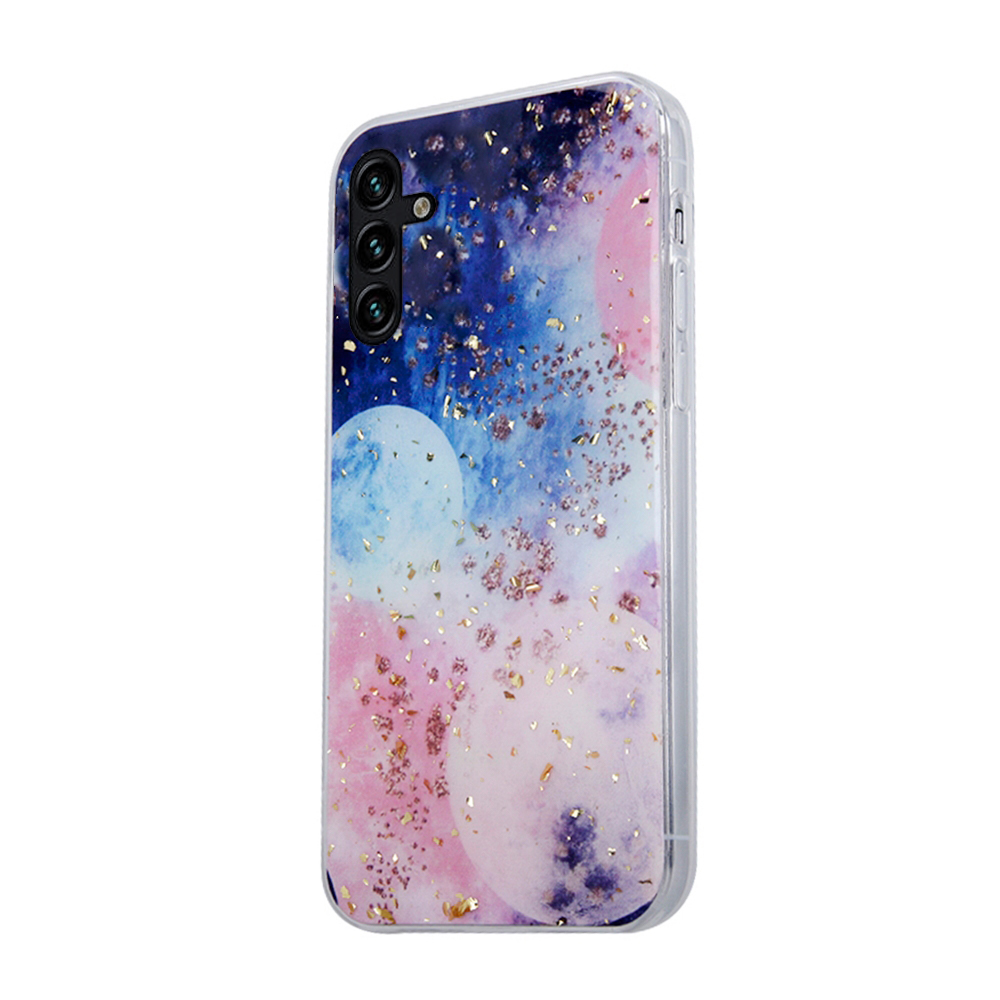 Samsung Galaxy A14 5G Telefontok - Gold Glam Galactic - mintás műanyag hátlap tok, szilikon kerettel