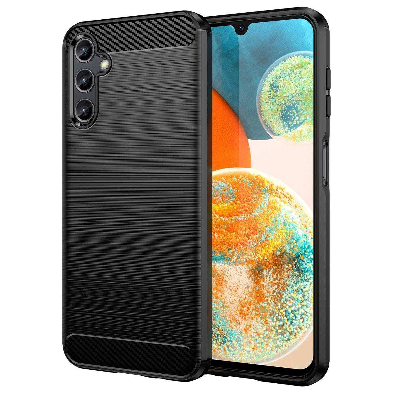 Samsung Galaxy A14 4G / LTE (A145) Telefontok - Carbon Fiber fekete szilikon tok