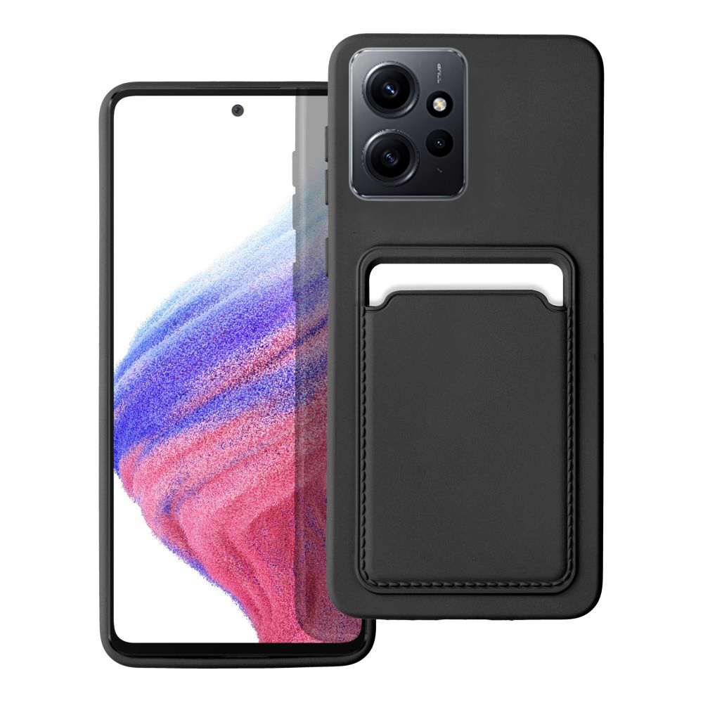 Xiaomi Redmi Note 12 4G / LTE Telefontok - Forcell Card - fekete kártyatartós szilikon hátlap tok