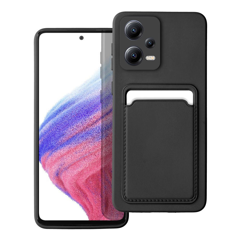 Xiaomi Poco X5 5G Telefontok - Forcell Card - fekete kártyatartós szilikon hátlap tok