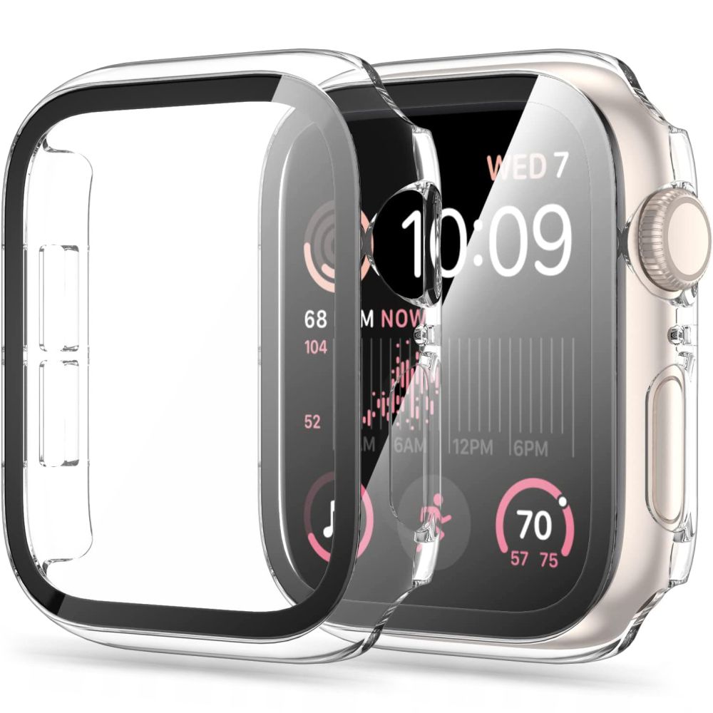 Okosóra védő tok - Átlátszó 360 fokos műanyag védő tok APPLE WATCH 4 / 5 / 6 / SE (40mm) okosórához