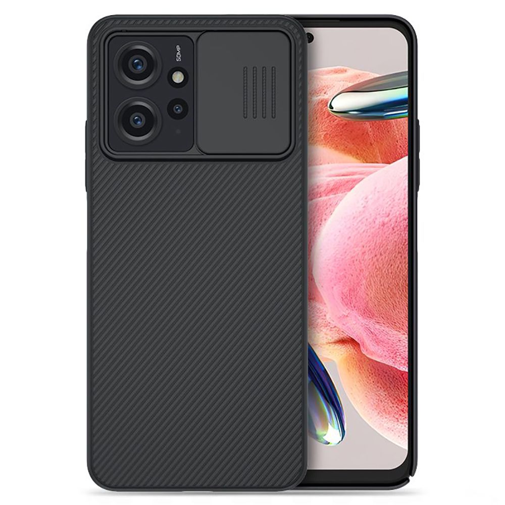 Xiaomi Redmi Note 12 4G / LTE Telefontok - Nillkin csúsztatható kameravédős fekete hátlap tok
