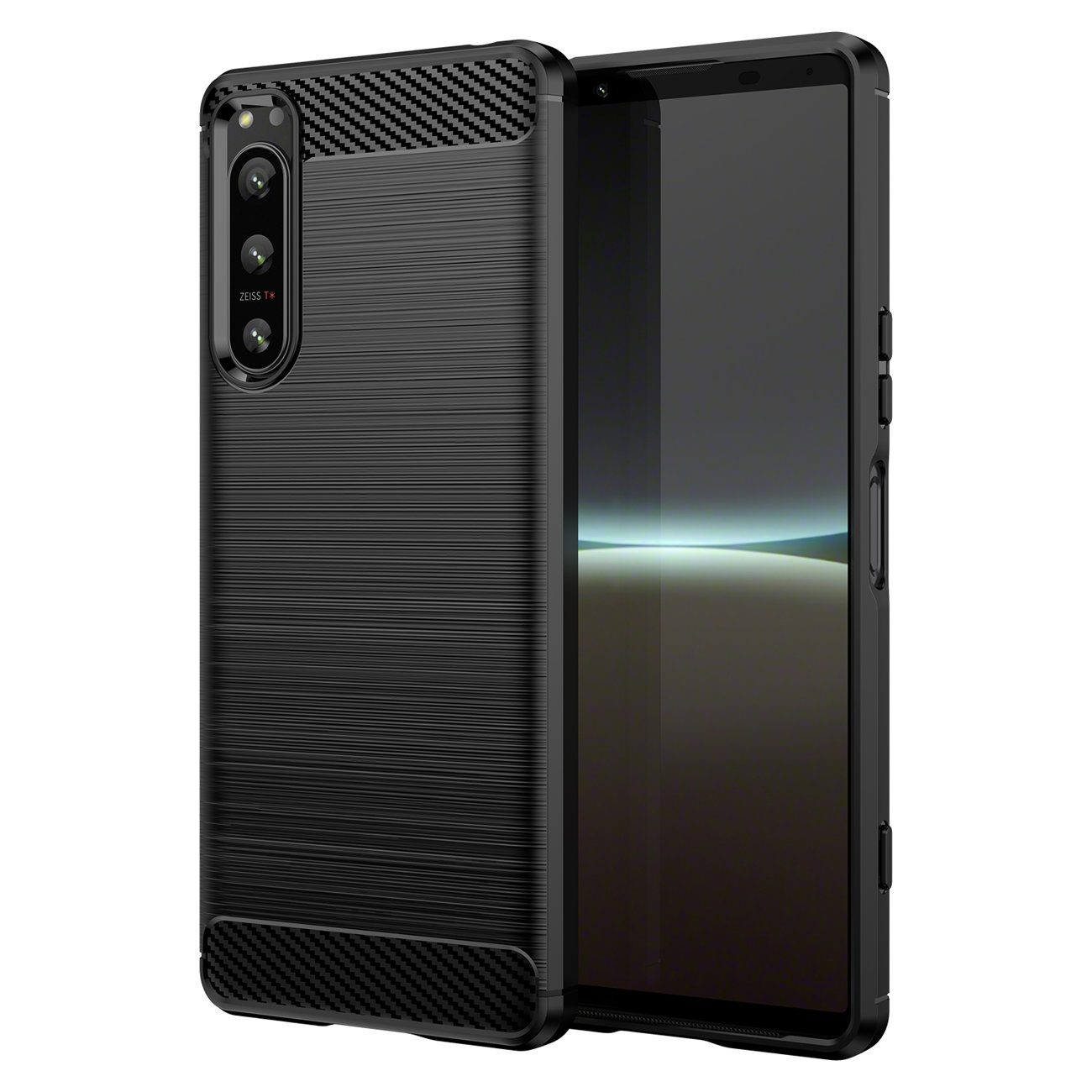 Sony Xperia 5 IV 5G Telefontok - Forcell Carbon fekete szilikon tok