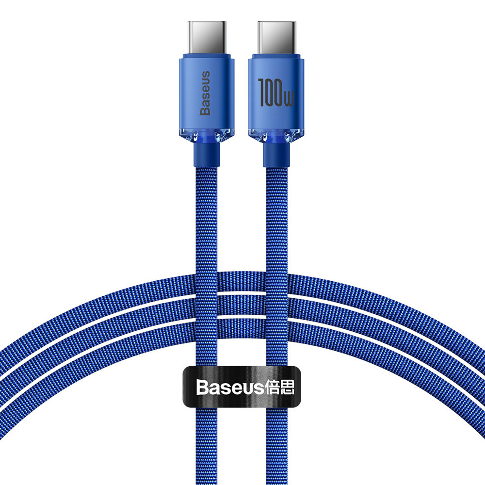 Baseus Crystal Shine kábel - Type-C / Type-C (USB-C) kék szövet kábel 120 cm, 5A