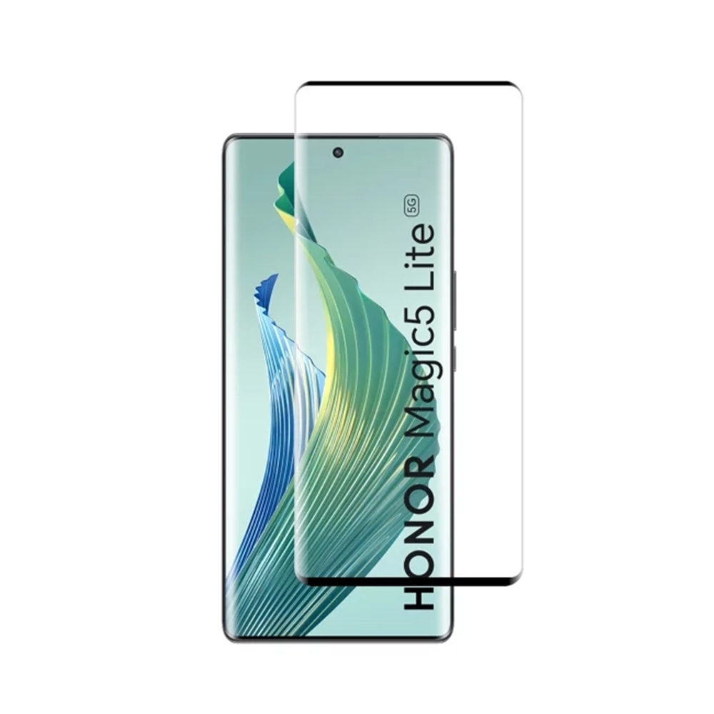 Honor Magic5 Lite Üvegfólia  - fekete keretes üvegfólia (az íves részre is ráhajlik)