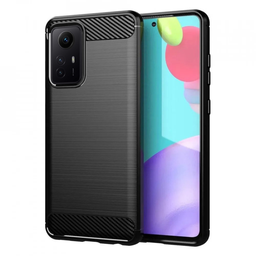 Xiaomi Redmi Note 12S Telefontok - Carbon Fiber fekete szilikon tok