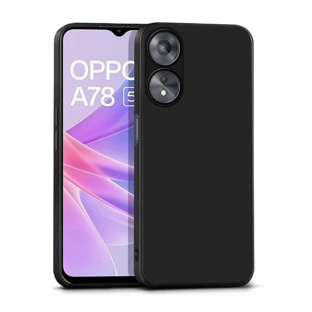 Oppo A78 5G Telefontok - fekete szilikon hátlap tok