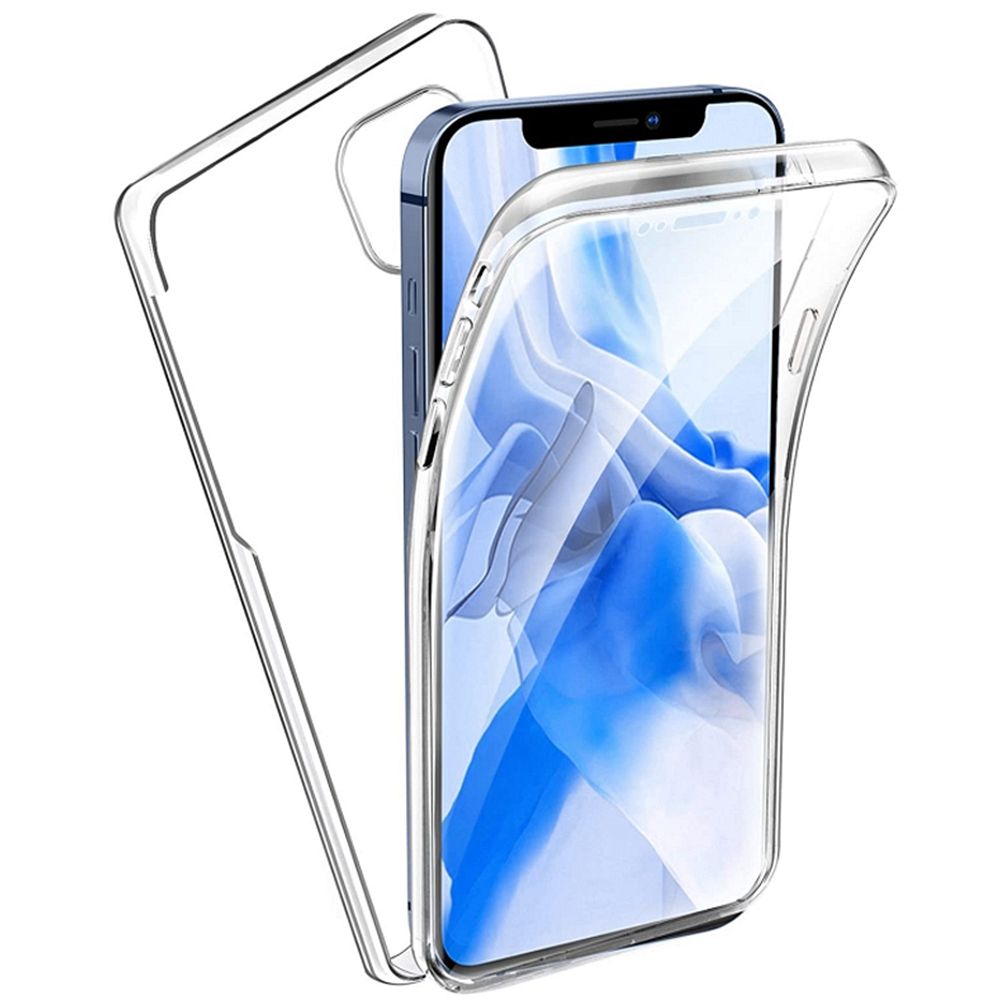 iPhone 14 Pro Max Telefontok - átlátszó szilikon előlap + plexi hátlap tok 360°