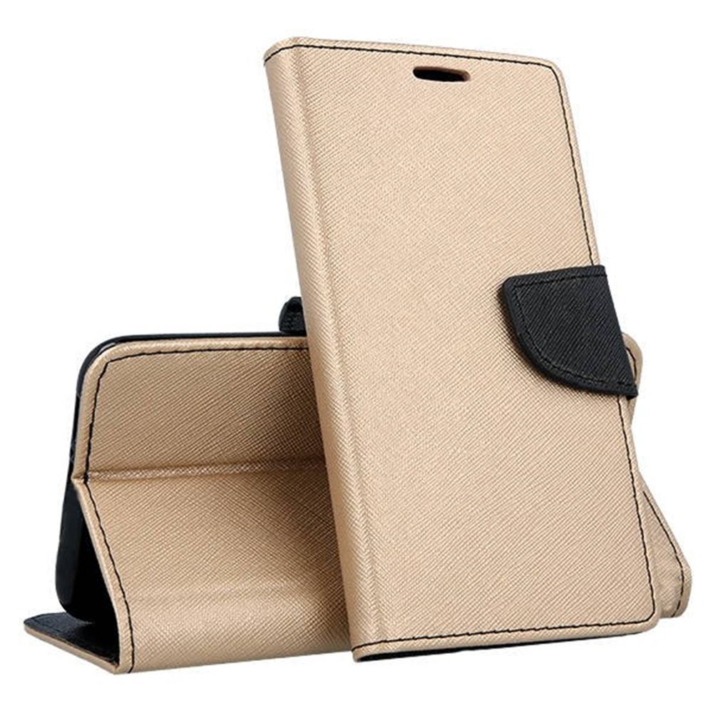 Xiaomi Redmi 12C Telefontok - FANCY arany / fekete szilikon keretes könyvtok