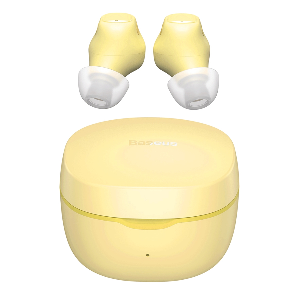 Baseus Encok WM01 Headset - sárga vezeték nélküli stereo headset, töltőtokkal