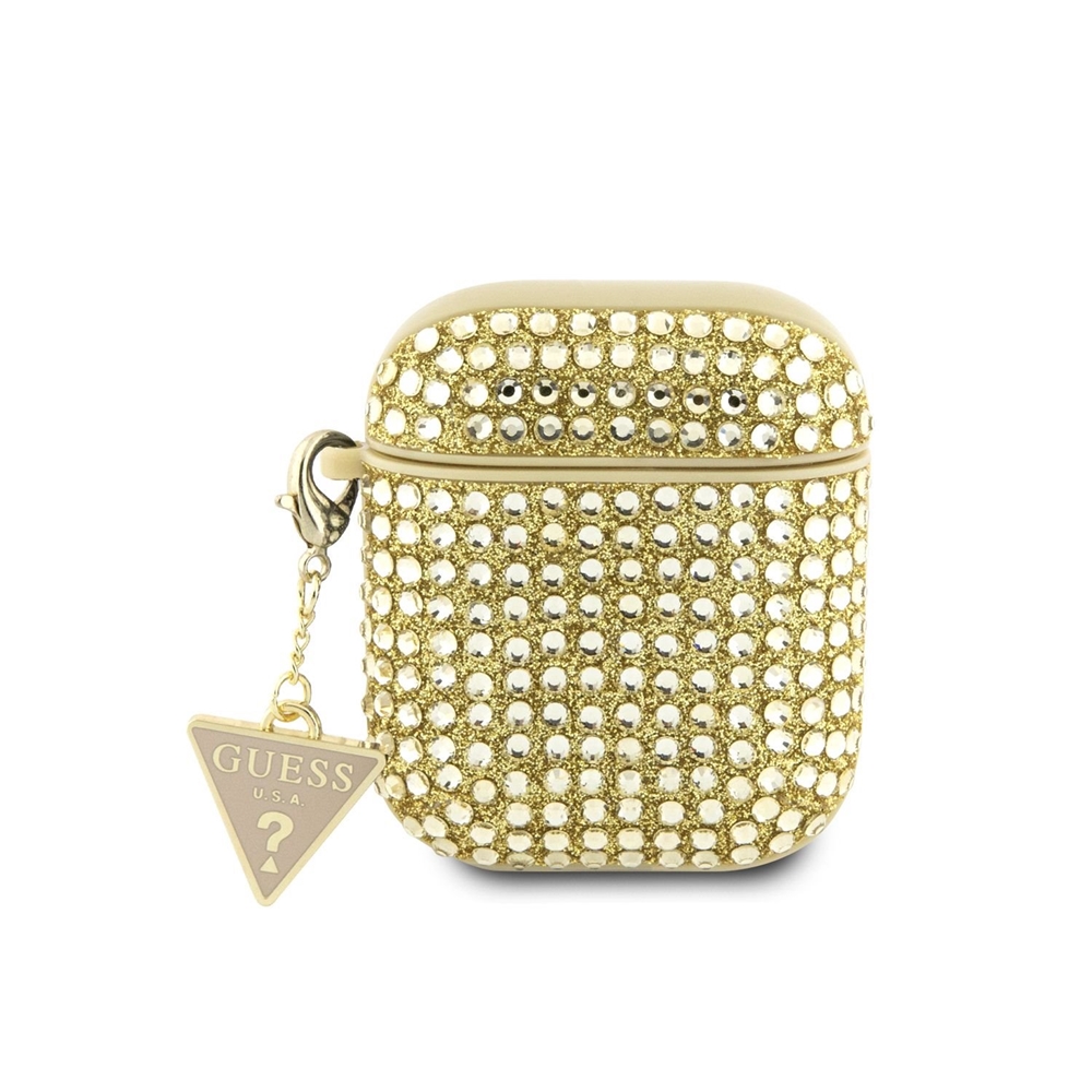 Guess Rhinestones AirPods 1/2 tartó - arany köves, műanyag tok