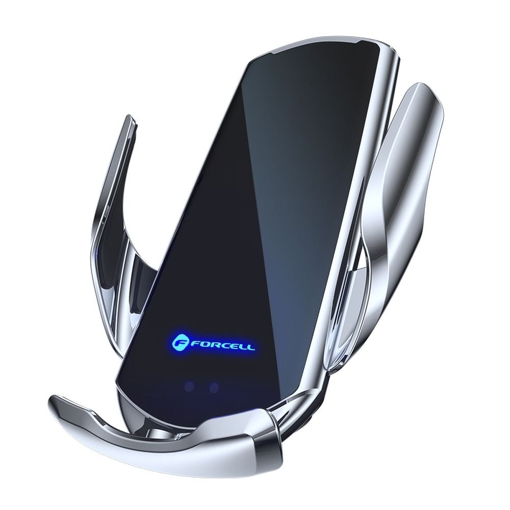 Forcell HS1 Telefontartó - Univerzális, ezüst szellőzőrácsra / szélvédőre rögzíthető automata telefontartó