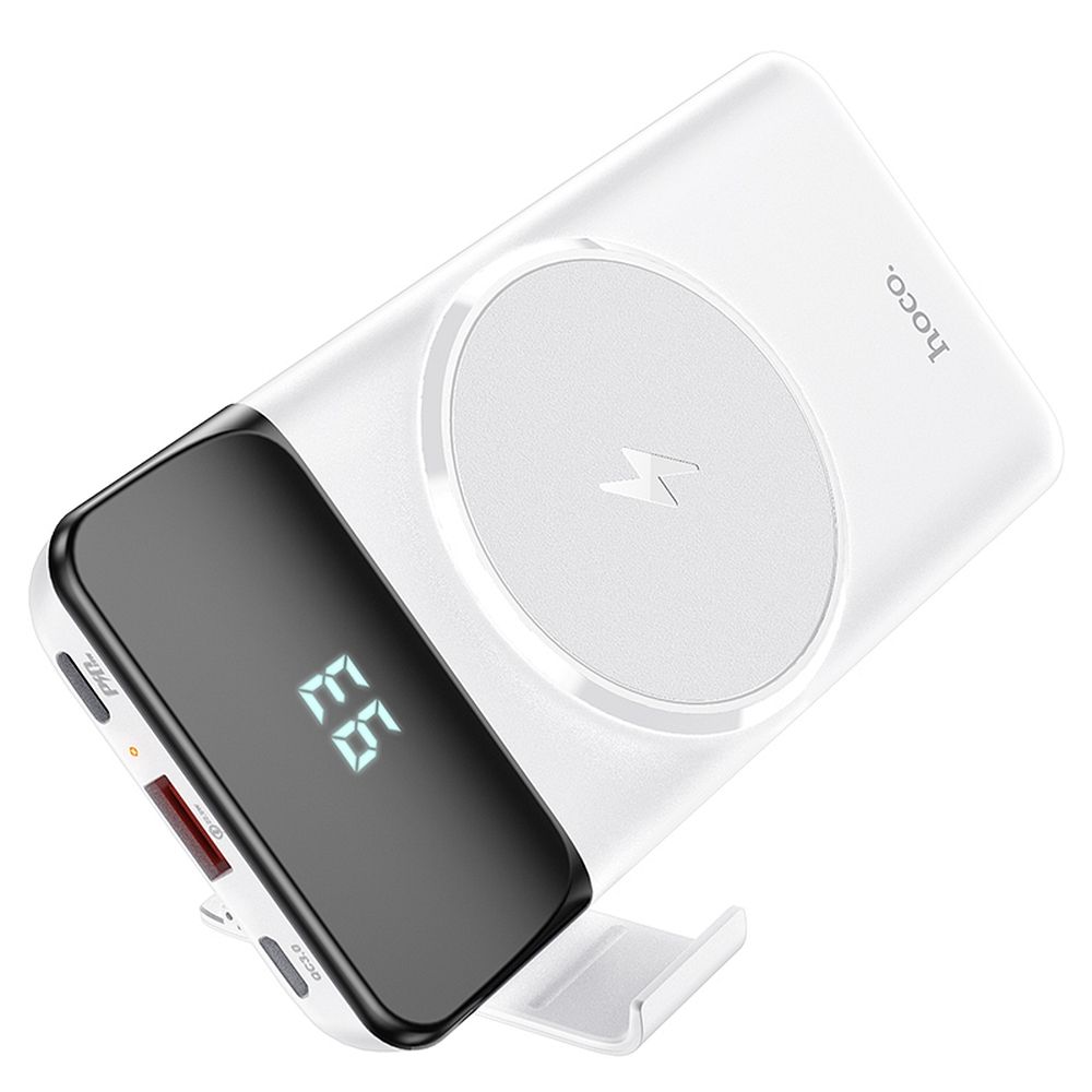 HOCO J76 Powerbank - fehér powerbank 10000mAh, MagSafe töltés, USB / Type-C / MicroUSB