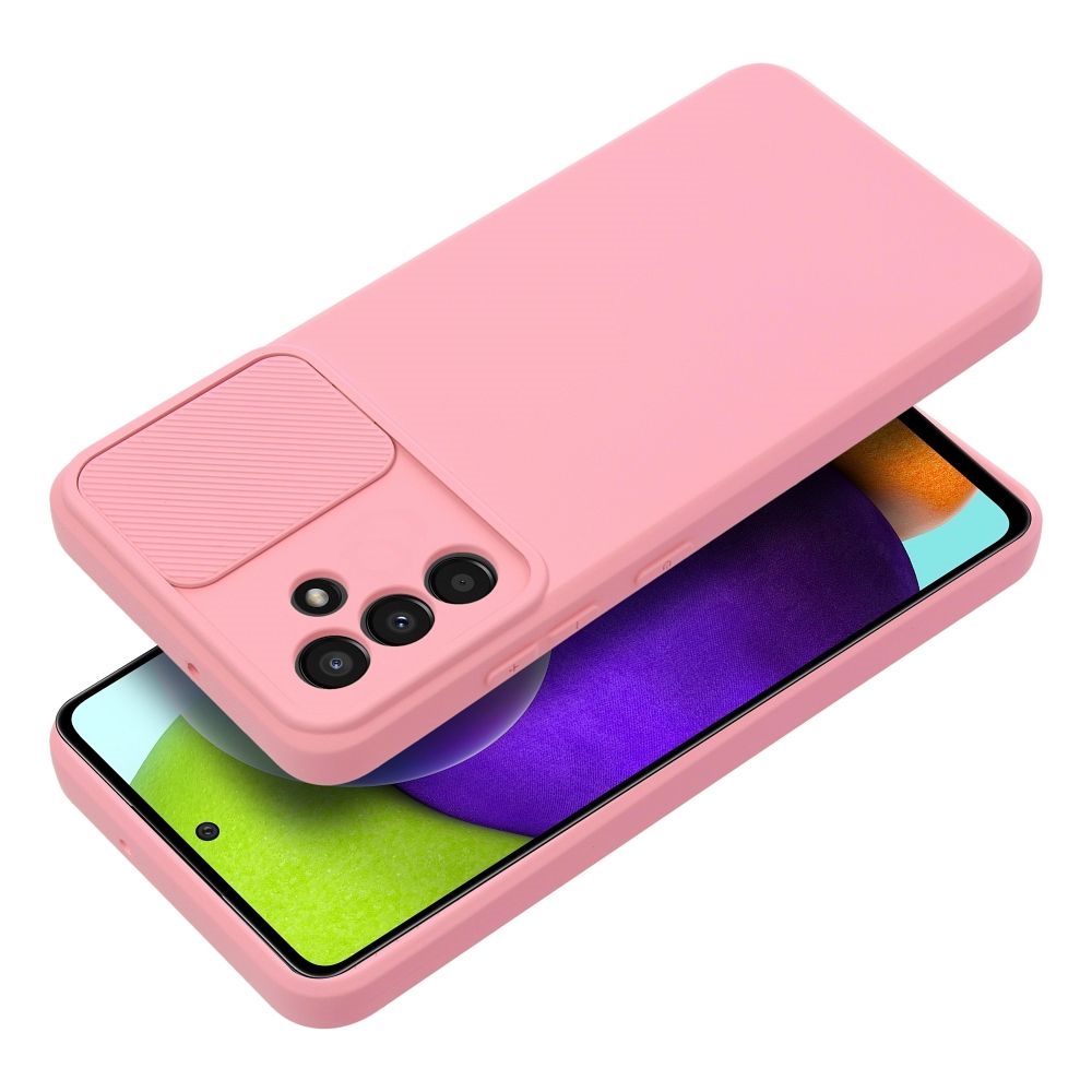 Samsung Galaxy A14 5G Telefontok - Slider csúsztatható kameravédős pink szilikon hátlap tok