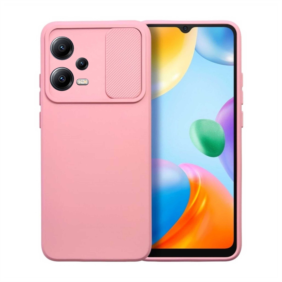 Xiaomi Redmi Note 12 5G Telefontok - Slider csúsztatható kameravédős pink szilikon hátlap tok