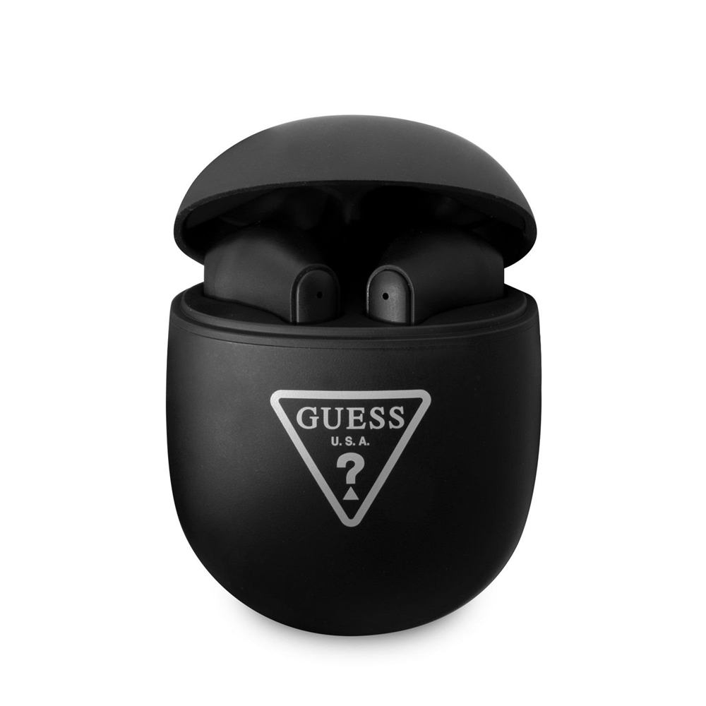 Guess True Headset - fekete vezeték nélküli stereo bluetooth headset, töltőtokkal