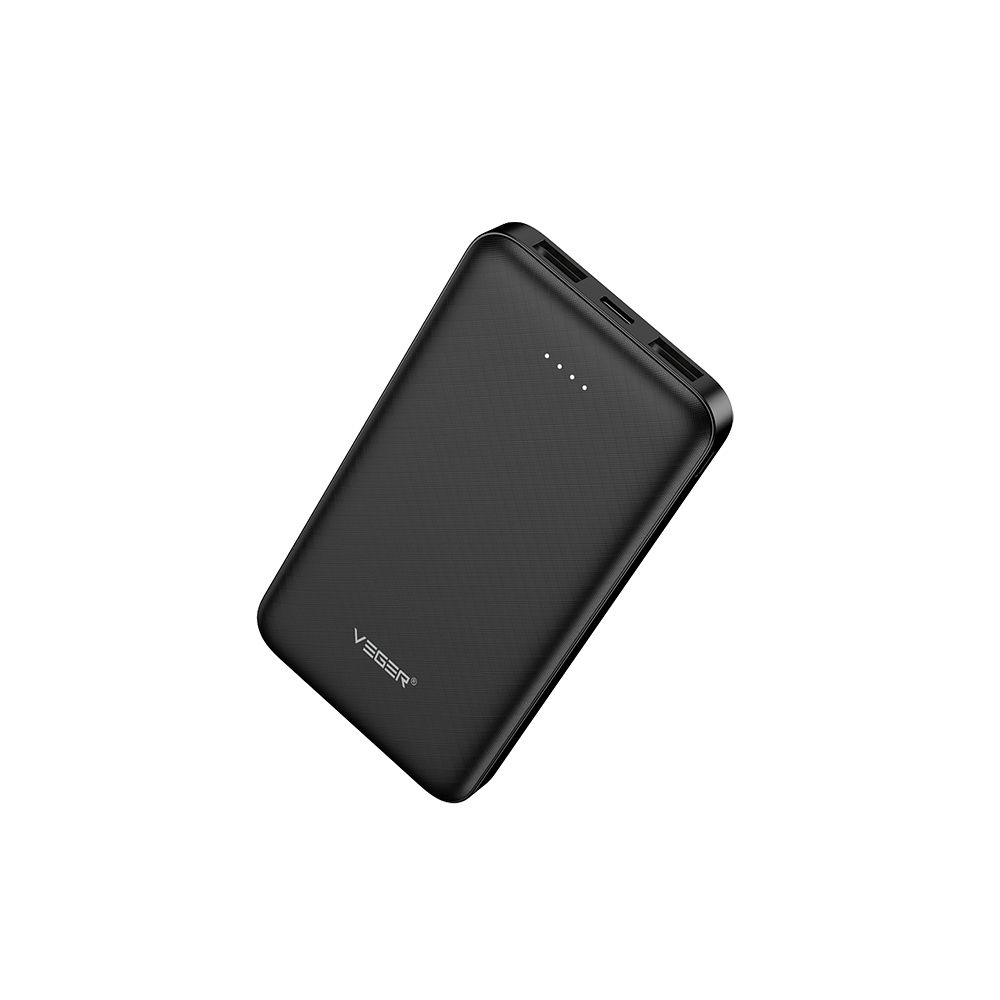 VEGER A10 Powerbank - fekete power bank 10000 mAh töltő, LED kijelzővel