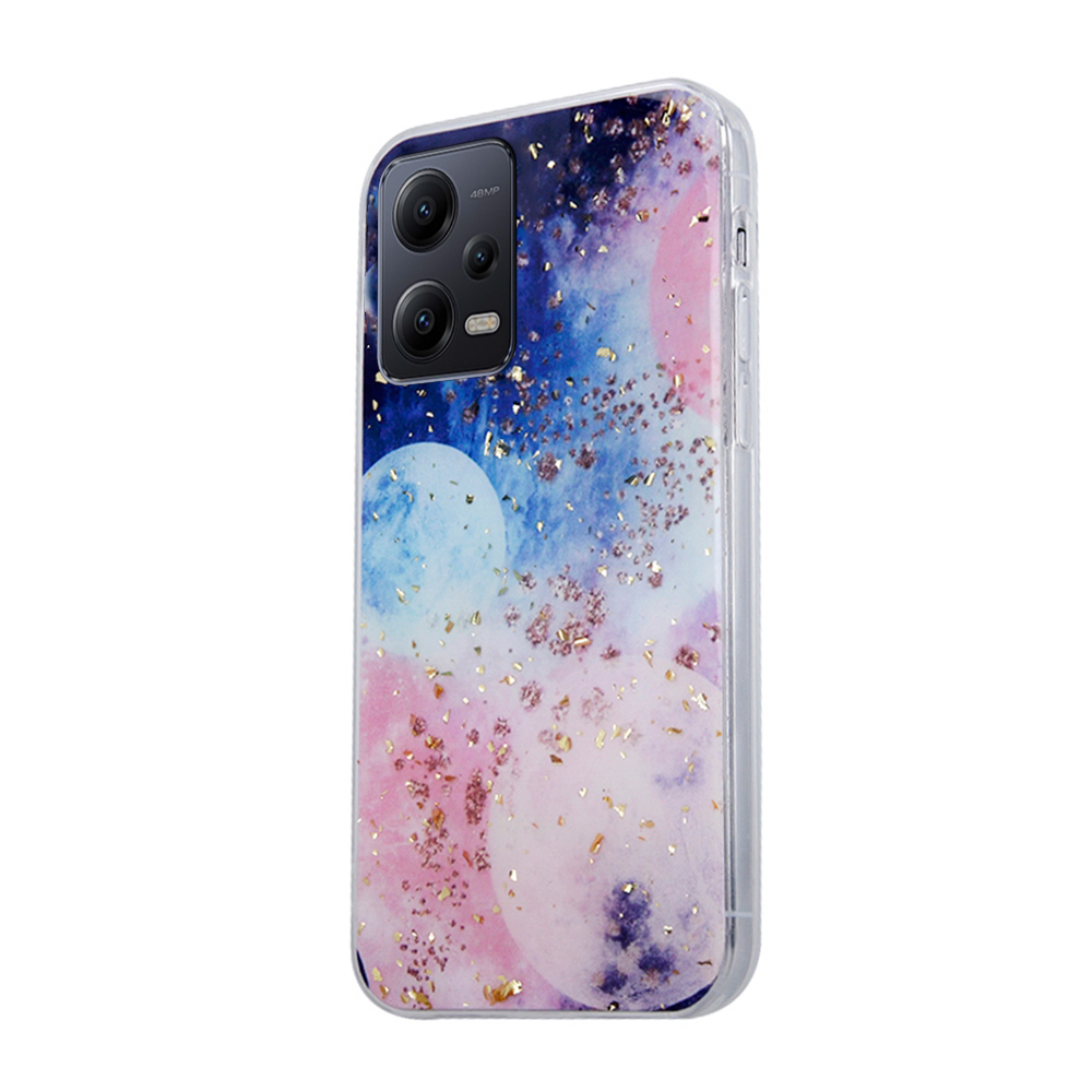Xiaomi Redmi Note 12 5G Telefontok - Gold Glam Galactic - mintás műanyag hátlap tok, szilikon kerettel