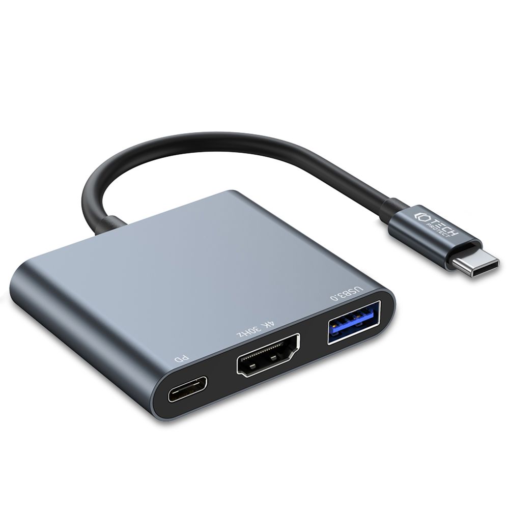 Tech-Protect V1 Adapter - HUB adapter 3in1 USB / Type-C (USB-C) / HDMI portokkal