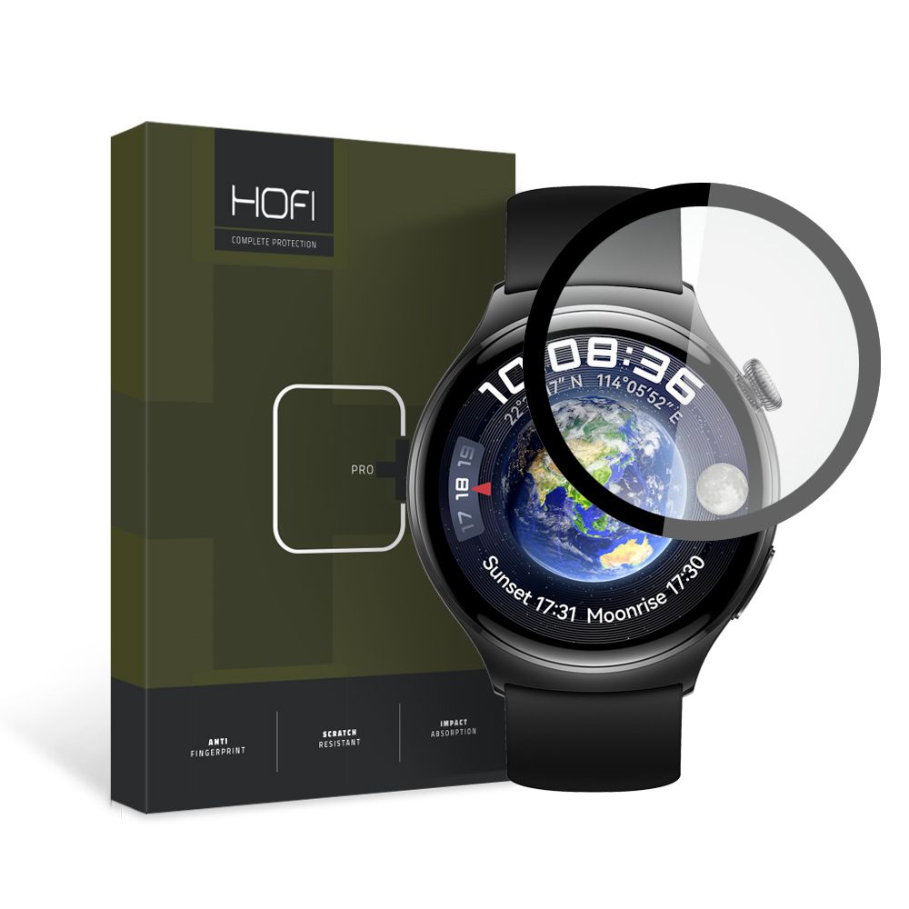 Huawei Watch 4 46mm Védőfólia - okosóra flexi fólia fekete kerettel