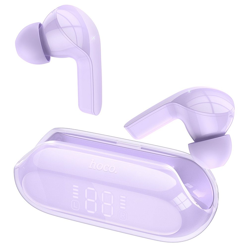 HOCO ENC EW39 Headset - lila bluetooth headset, töltő tokkal
