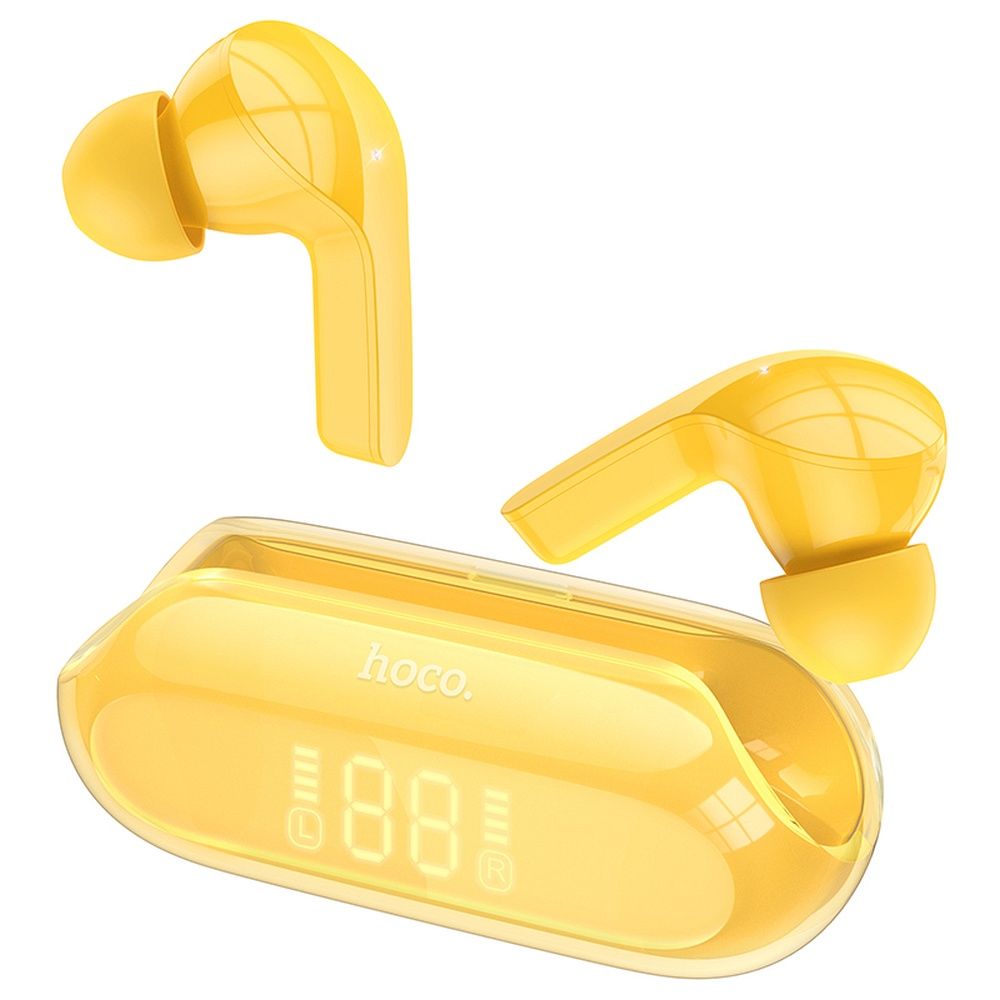 HOCO ENC EW39 Headset - sárga bluetooth headset, töltő tokkal