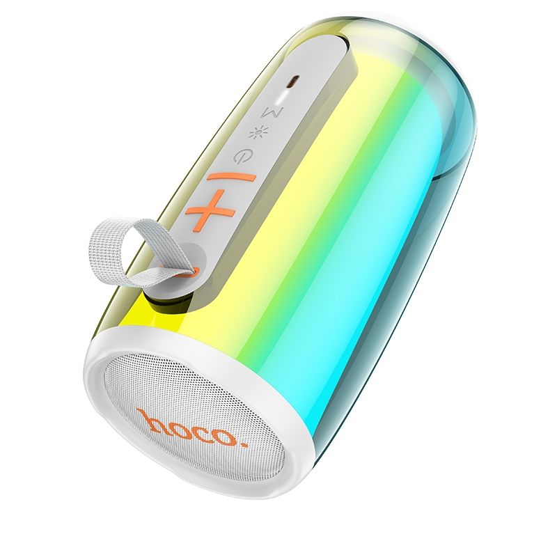HOCO HC18 Bluetooth hangszóró - fehér LED-es, bluetooth / FM hangszóró