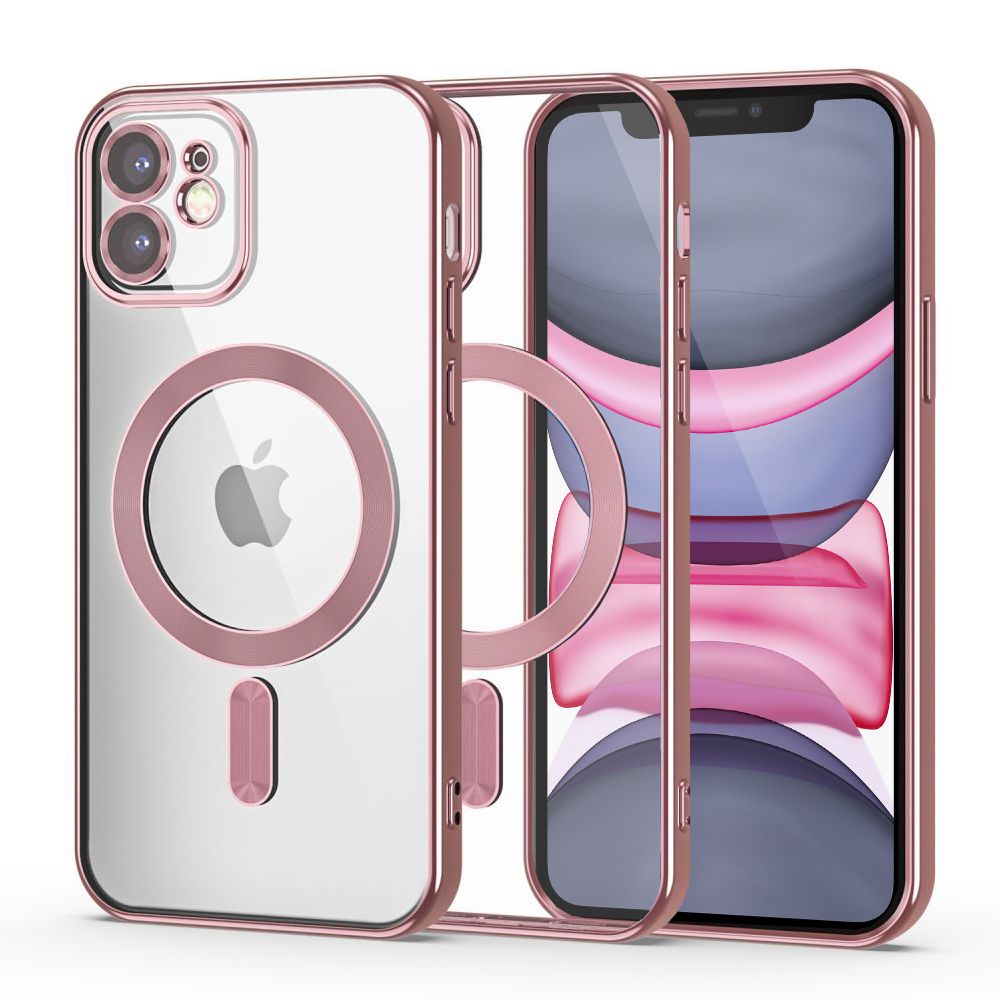 iPhone 11 Telefontok - Tech- Protect MagShine - MagSafe kompatibilis rosegold / átlátszó szilikon tok