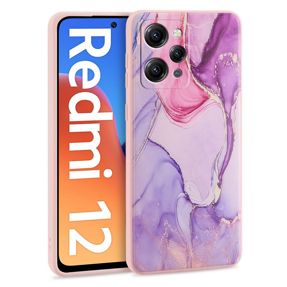 Xiaomi Redmi 12 Telefontok - Pink marble hátlap tok