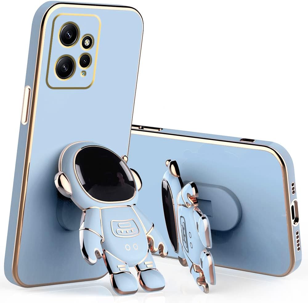Xiaomi Redmi Note 12 4G Telefontok - Asztronauta - kék/arany szilikon hátlap tok, kitámasztóval