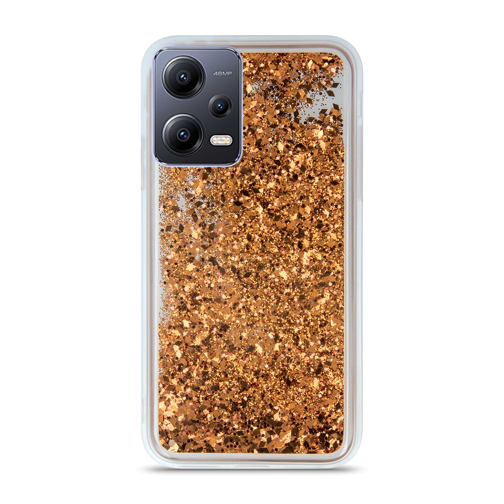 Xiaomi Poco X5 5G Telefontok - arany folyékony csillámos hátlap tok
