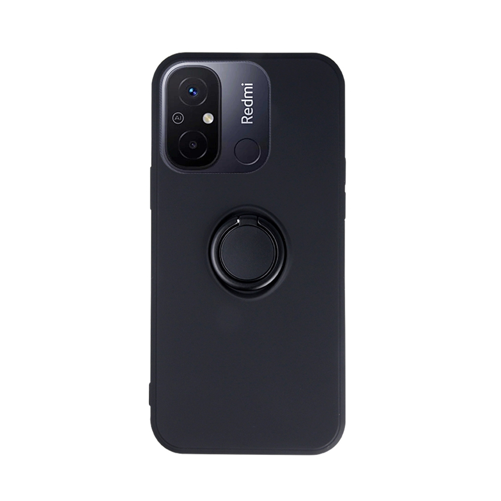 Xiaomi Redmi 12C Telefontok - Forcell Silicone Ring fekete tok kitámasztóval