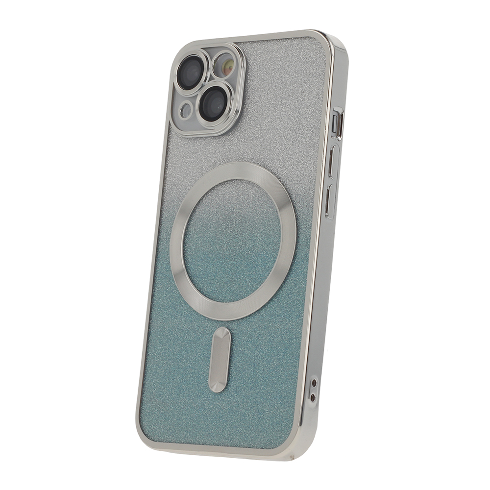 iPhone 14 Pro Telefontok - Glitter Chrome - MagSafe kompatibilis ezüst/ kék / átlátszó szilikon tok