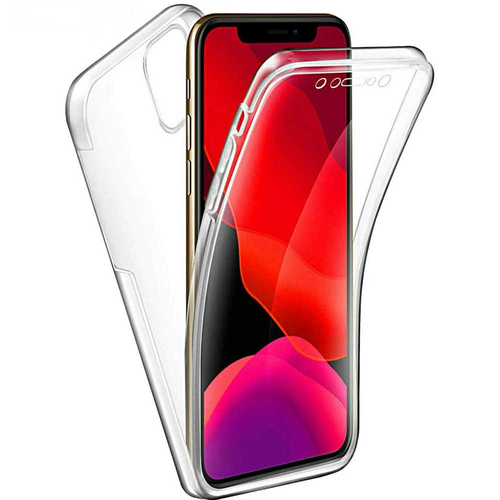 iPhone 11 Pro Max Telefontok - átlátszó szilikon előlap + plexi hátlap tok 360 fokos