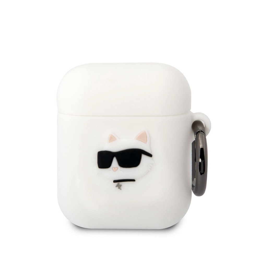 Karl Lagerfeld 3D Choupette Head Airpods 1/2 tartó - fehér szilikon tok