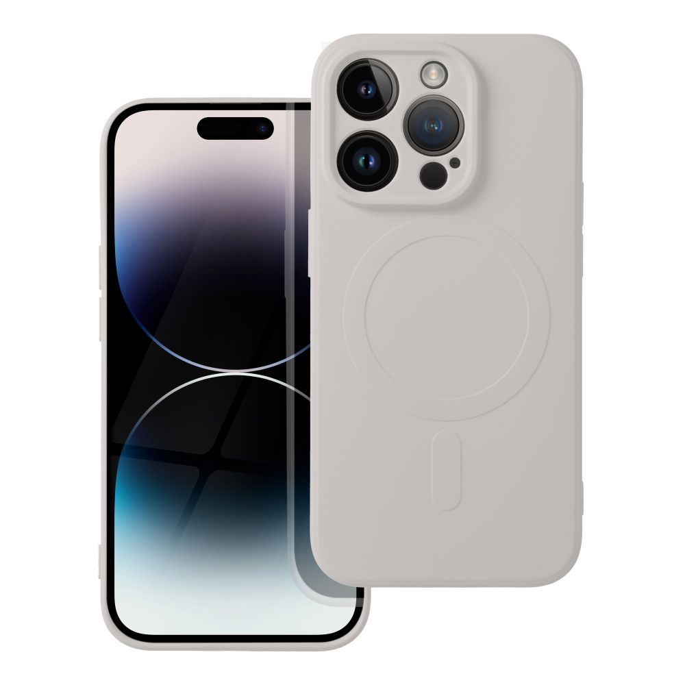 iPhone 15 Pro Telefontok - MagSafe kompatibilis szürke szilikon hátlap tok