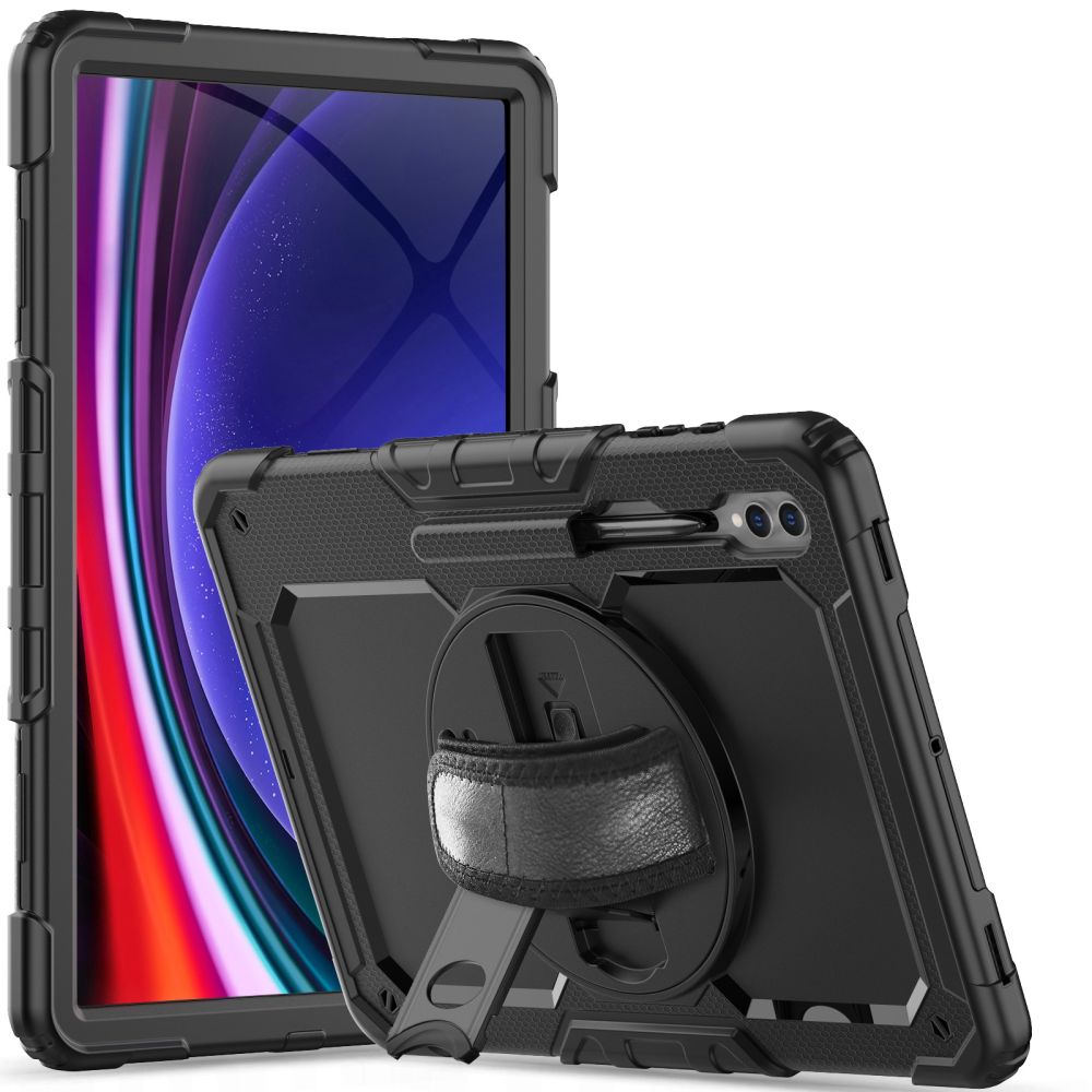 Samsung Galaxy Tab S9 Ultra 14,6 Tablettok (X910, X916) - SOLID360 ütésálló, kitámasztható, fekete tablet tok