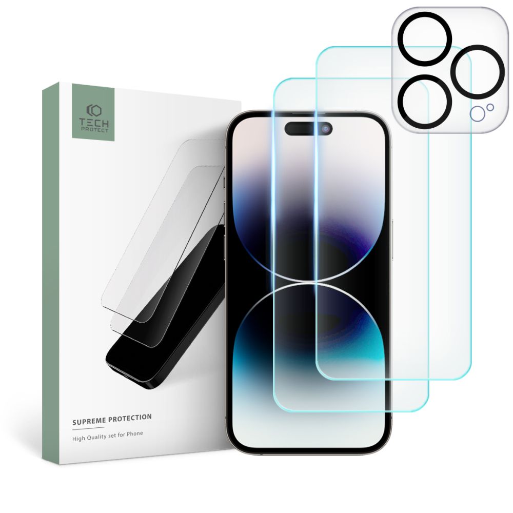 iPhone 15 Pro Max Üvegfólia - TECH-PROTECT Supreme - 2 db üvegfólia + 1db kamera üvegfólia