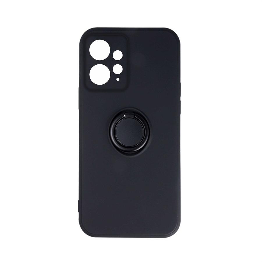 Xiaomi Redmi Note 12 4G / LTE Telefontok - Forcell Silicone Ring fekete tok kitámasztóval