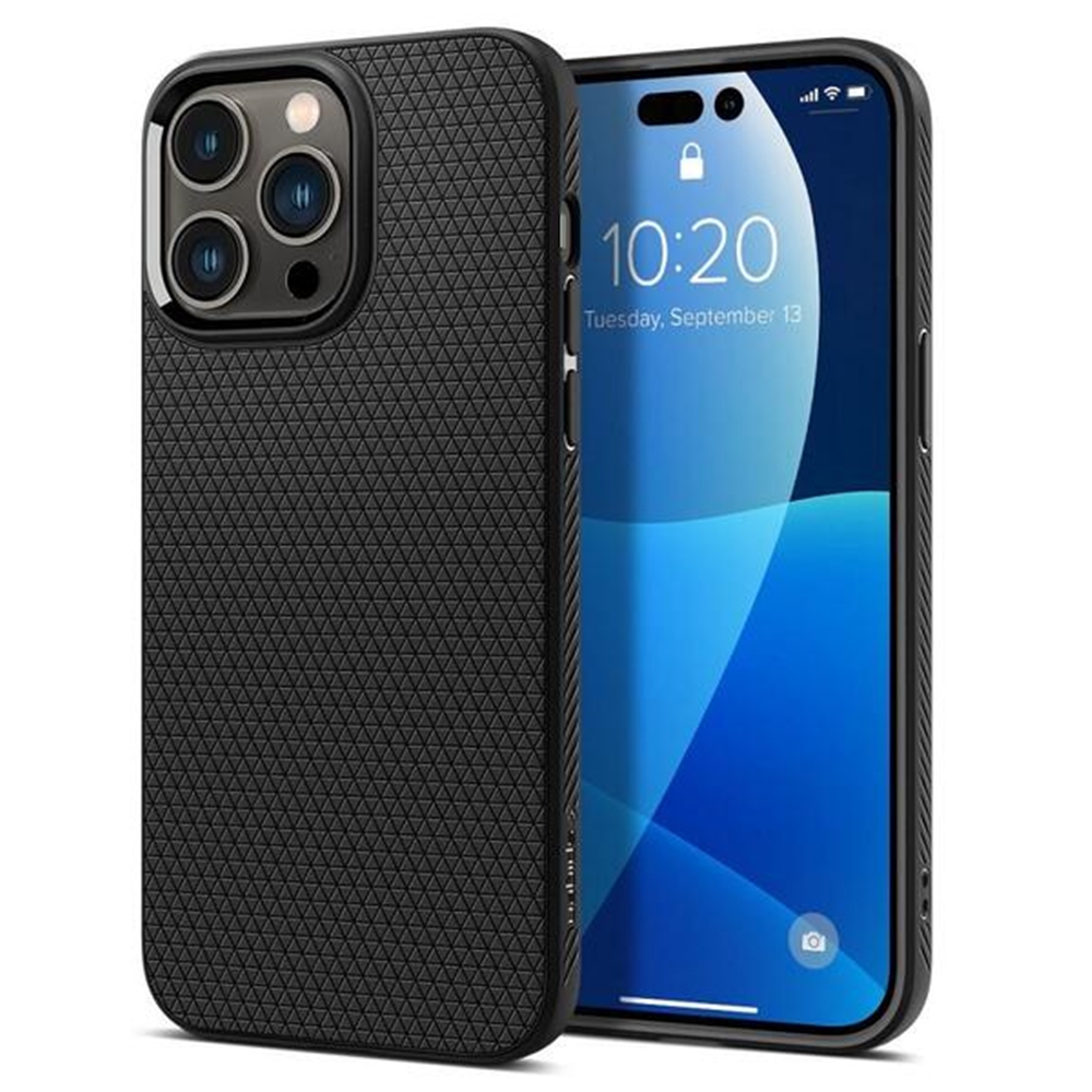 iPhone 15 Pro Max Telefontok - SPIGEN Liquid Air - fekete hátlap tok