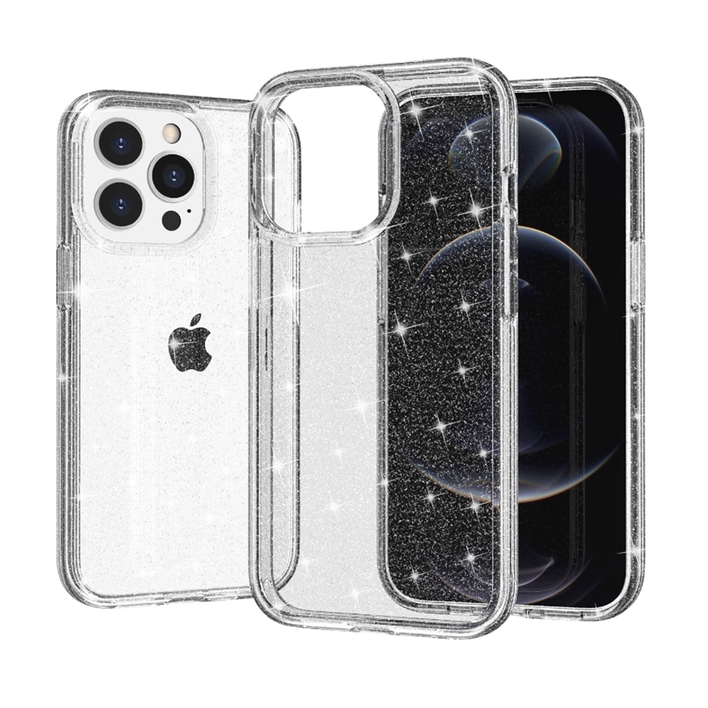 iPhone 15 Pro Max Telefontok - Glitter - átlátszó csillámos hátlap tok