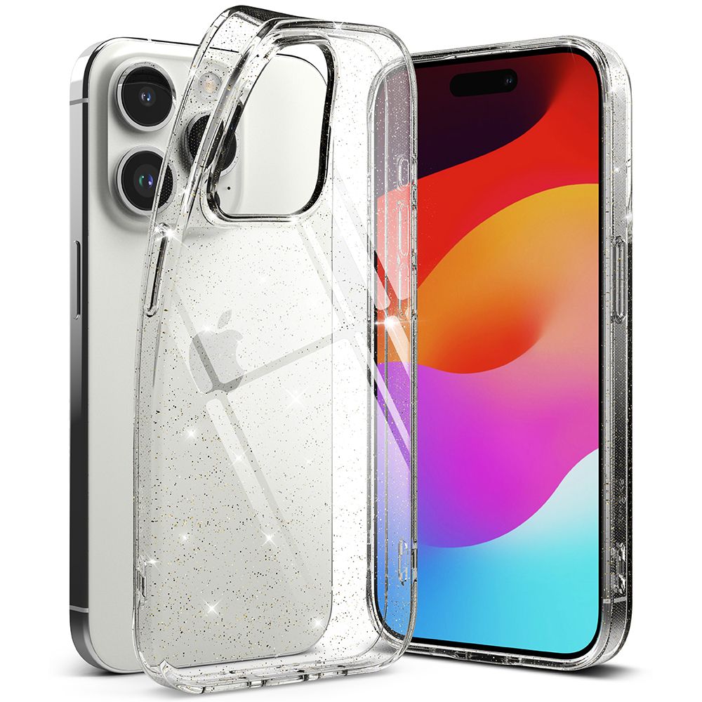 iPhone 15 Pro Max Telefontok - Ringke Glitter Clear - átlátszó csillámos hátlap tok