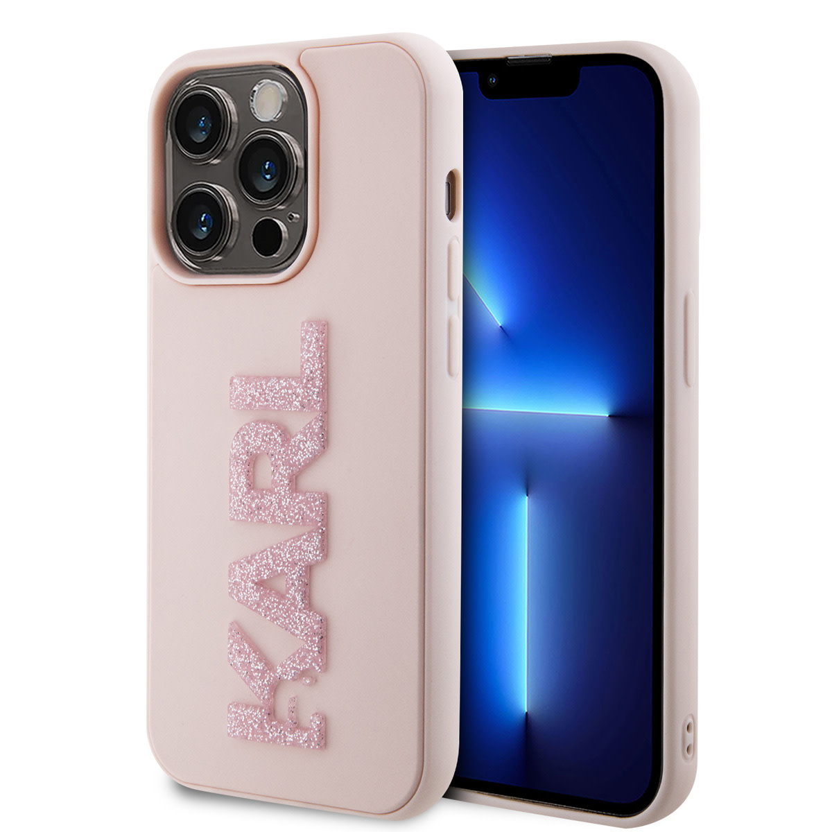 iPhone 15 Pro Max Telefontok - Karl Lagerfeld - 3D Glitter Logo - hátlap tok, pink